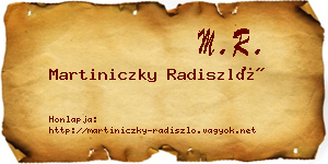 Martiniczky Radiszló névjegykártya